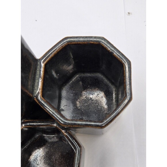 Hand Thrown Stegall Pottery TN Hexagonal Desk Organizer/Vase Signed - Picture 5 of 9